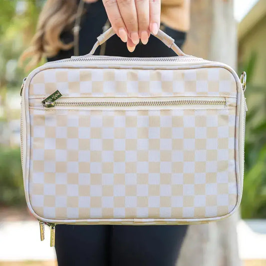 Beige Checkered Bible Bag
