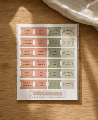 Bible Tabs — Spring Floral + Gold Foil (Matte-Coated)