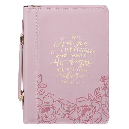 Bible Cover Fashion Pink He Will Cover You Ps. 91:4