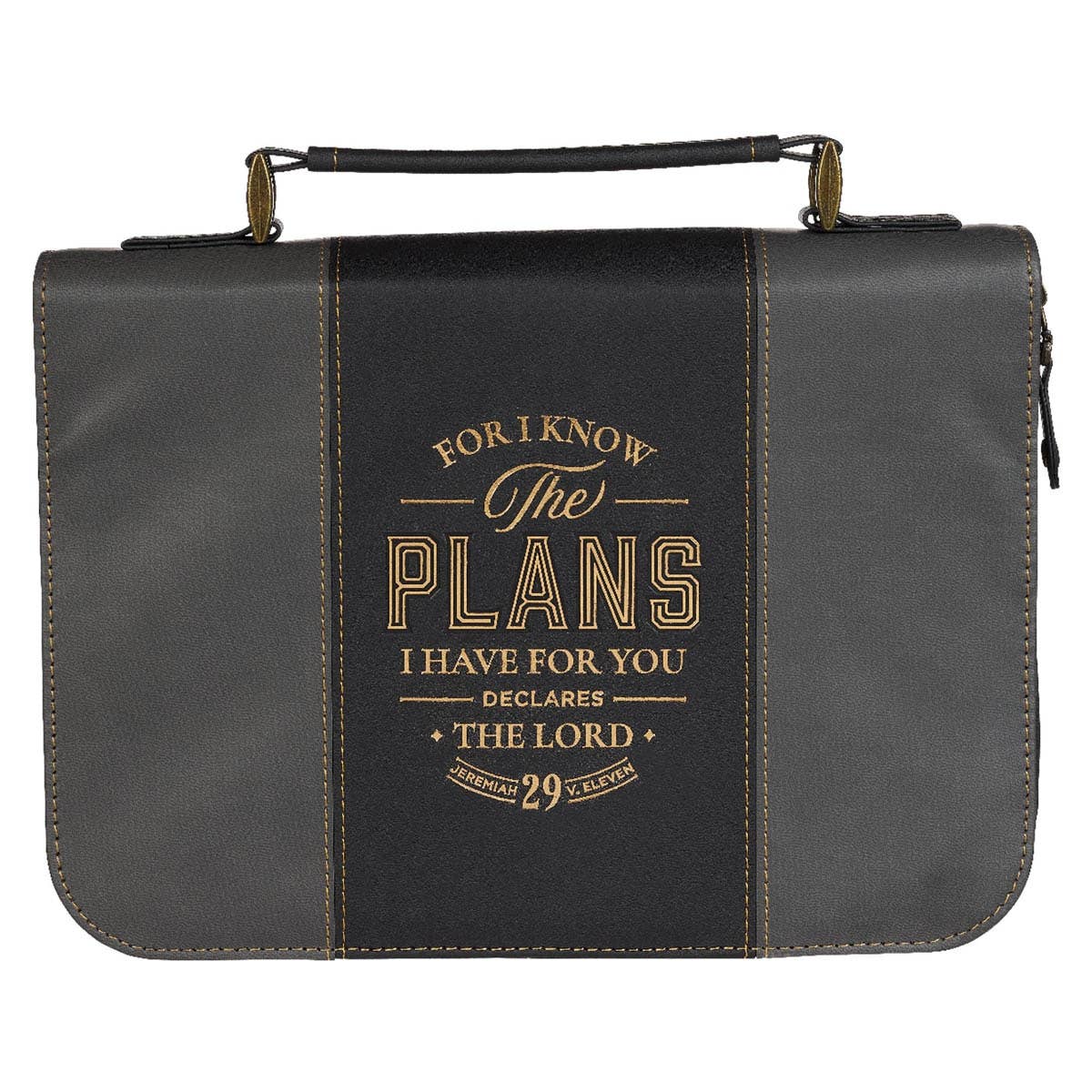 Bible Cover Classic Black/Gray I Know the Plans Jer. 29:11 M