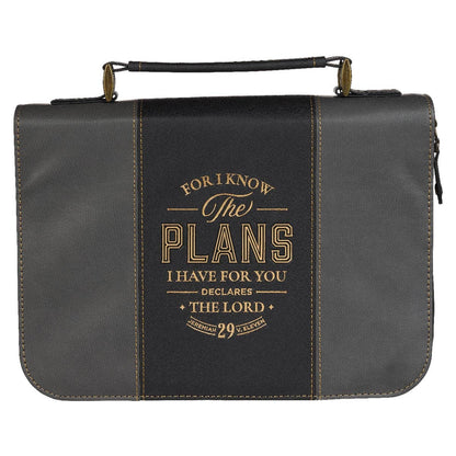 Bible Cover Classic Black/Gray I Know the Plans Jer. 29:11 M