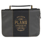 Bible Cover Classic Black/Gray I Know the Plans Jer. 29:11 M