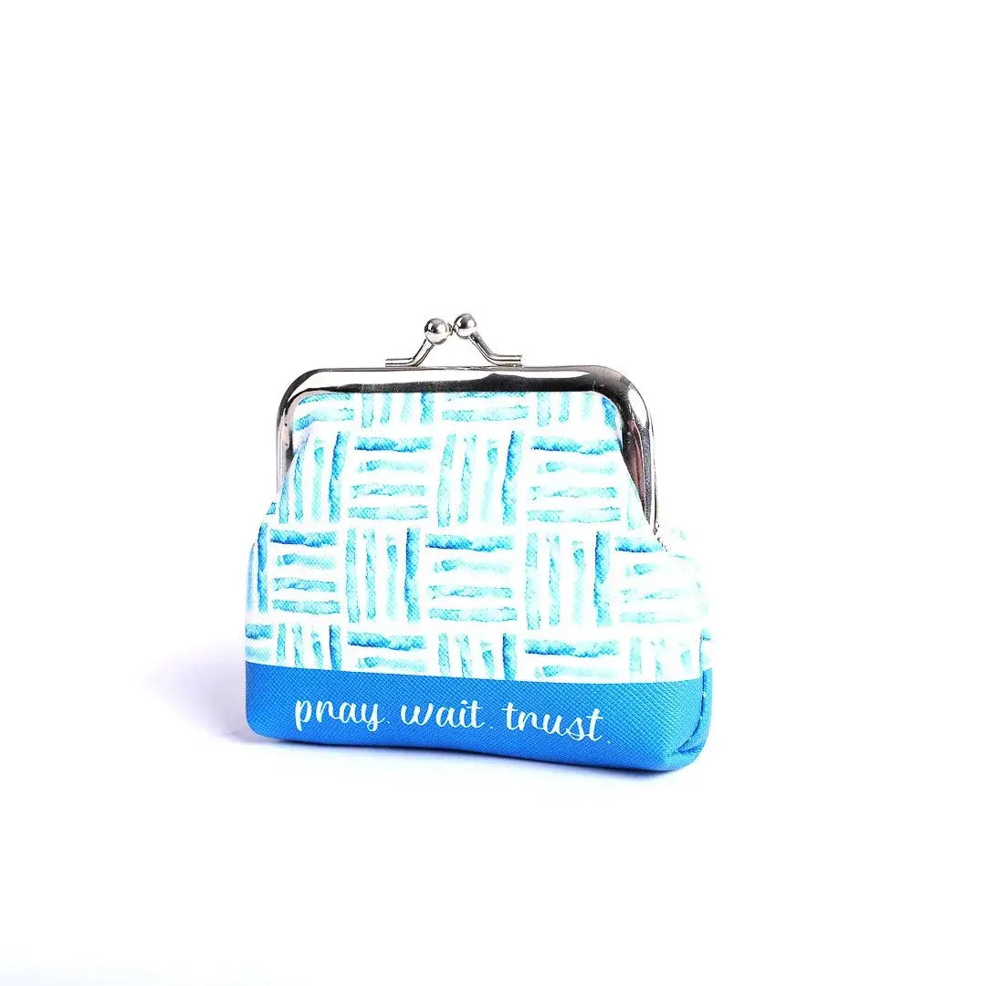 Coin Purse - Pray Wait Trust Blue