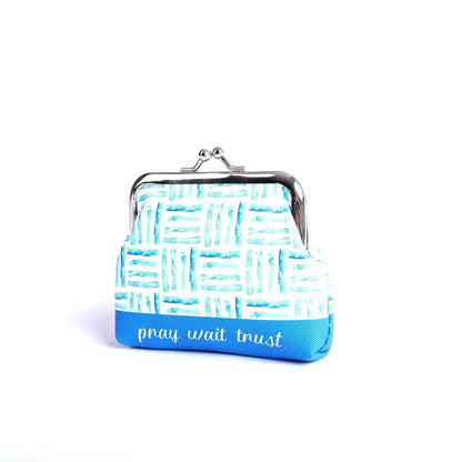 Coin Purse - Pray Wait Trust Blue