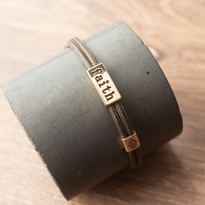 Sentiment Bracelet – Faith | Espresso Brown Cord | Grad Gift