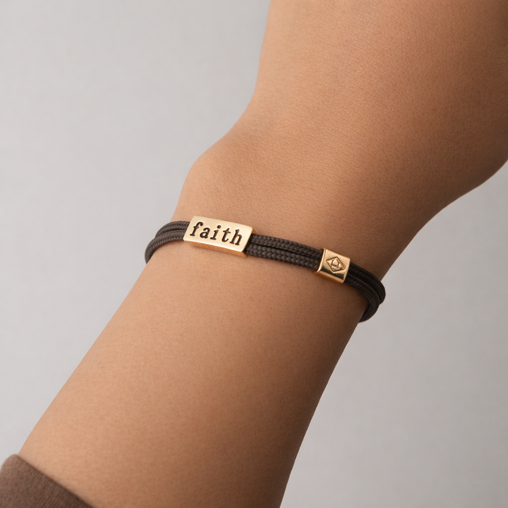 Sentiment Bracelet – Faith | Espresso Brown Cord | Grad Gift