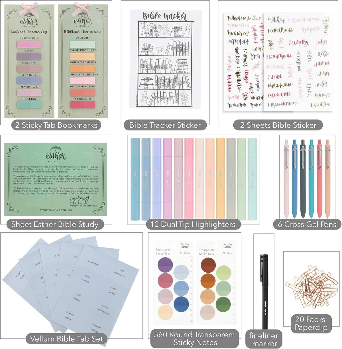 Esther Bible Journaling Kit With Bible Tracking Sticker