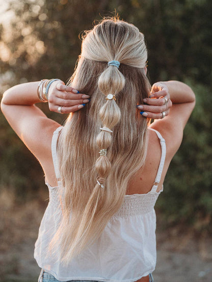 "Grow" Earthy Toned Silver Palm Tree Charm Hair Tie Bracelets