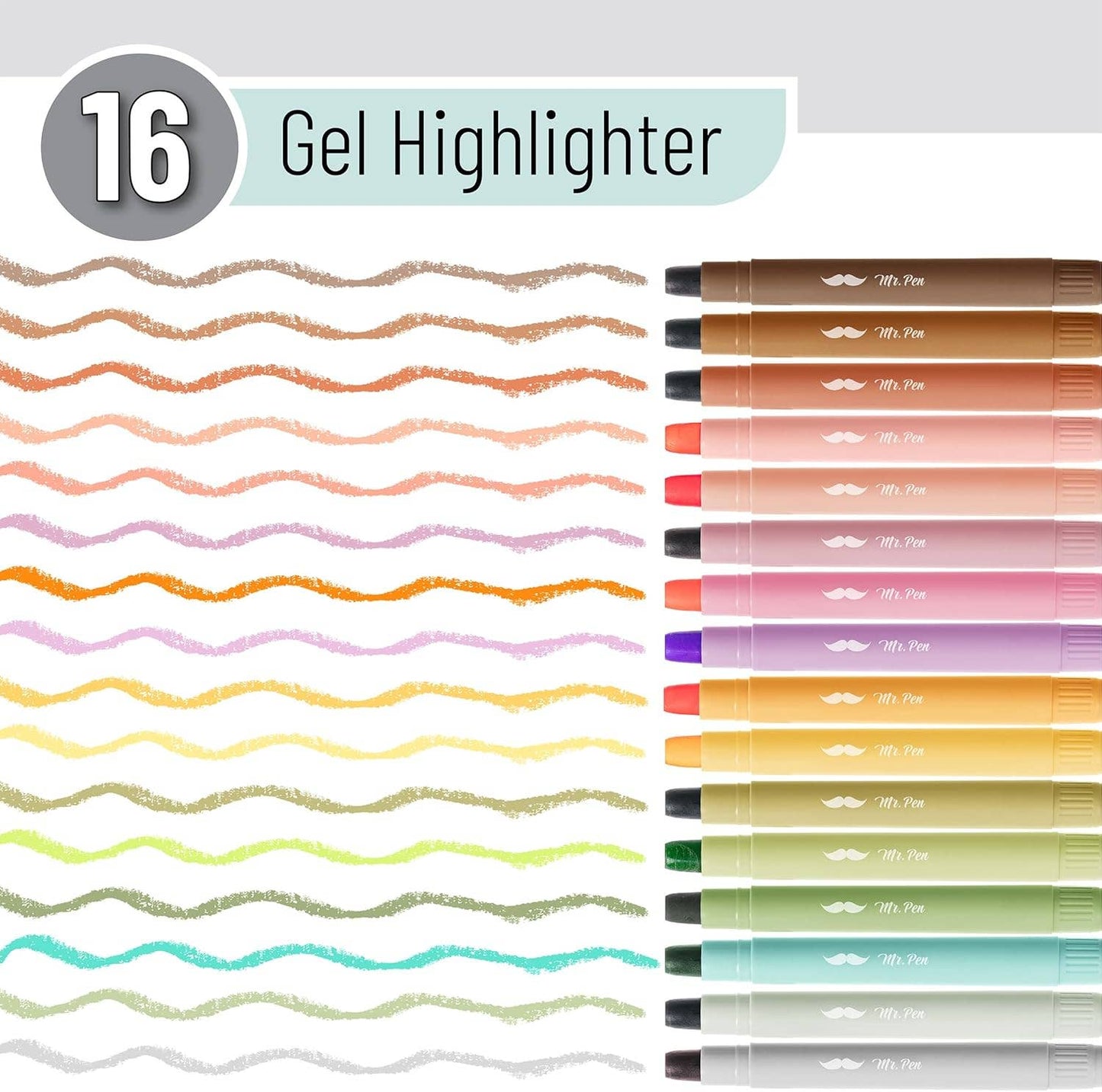 Mr. Pen Gel Highlighter Set - 16 Vibrant Colors