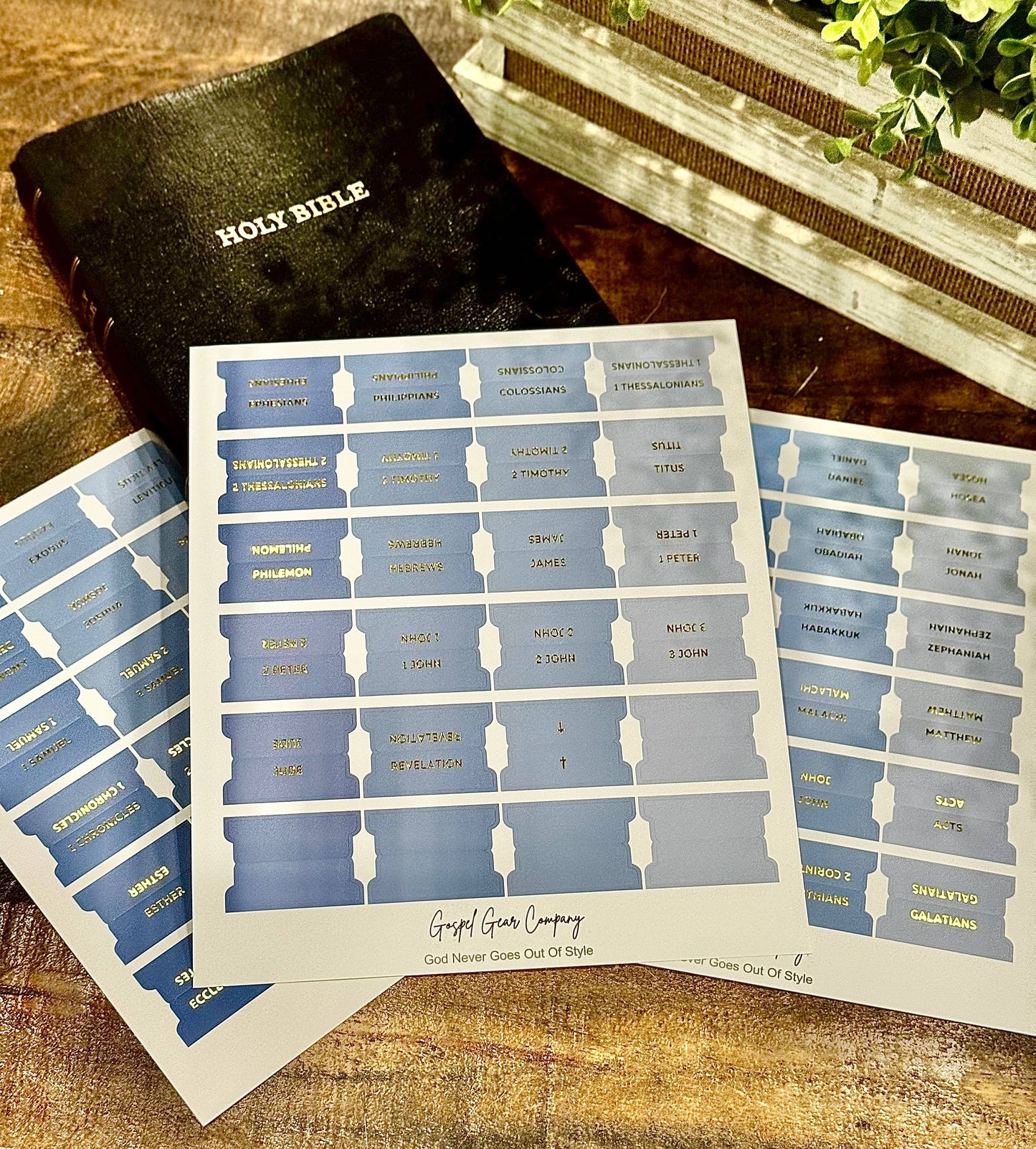 Gold Foil Ocean Breeze Matte Bible Tabs