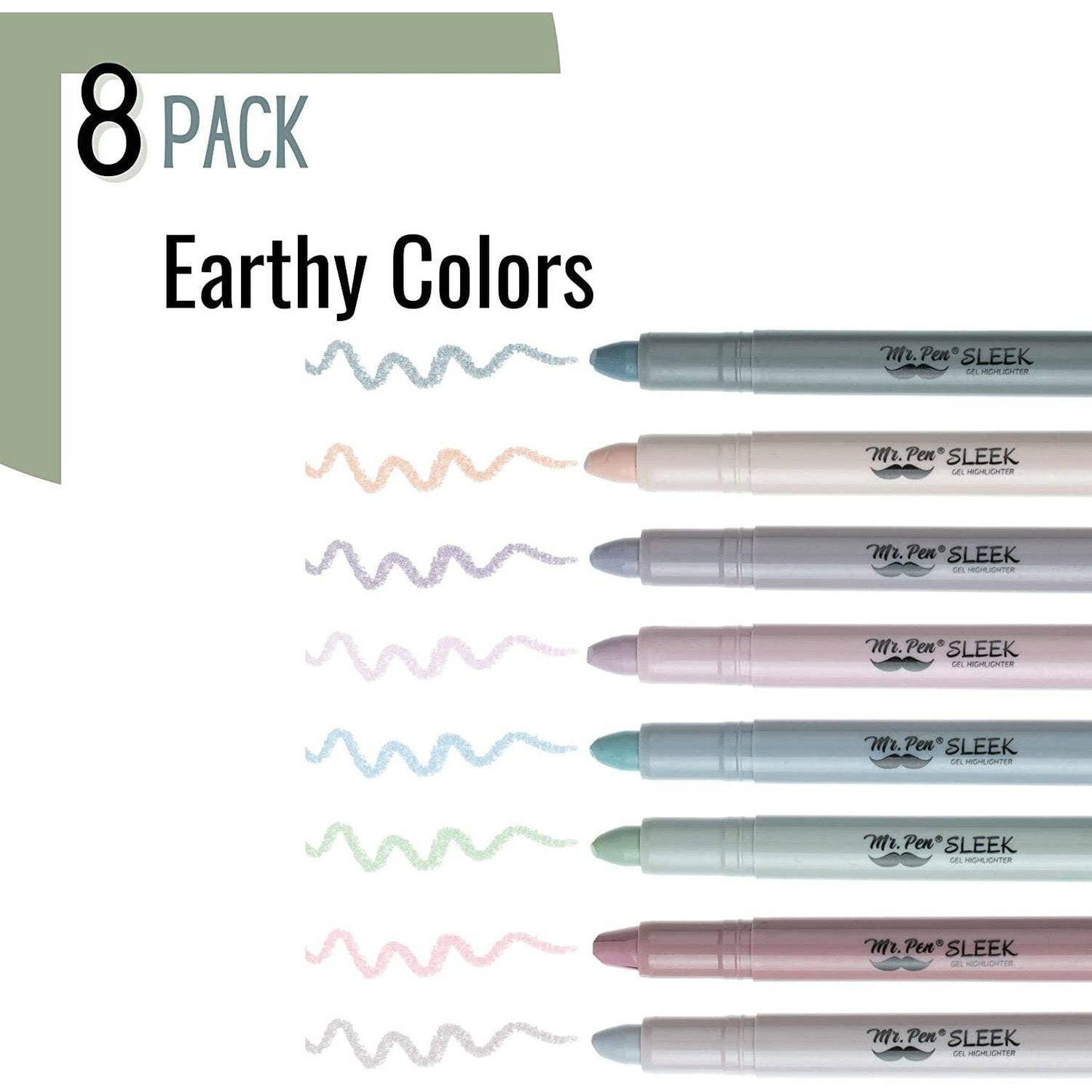 Gel Highlighters, 8 Pack, No-Bleed, Twist-Up Design
