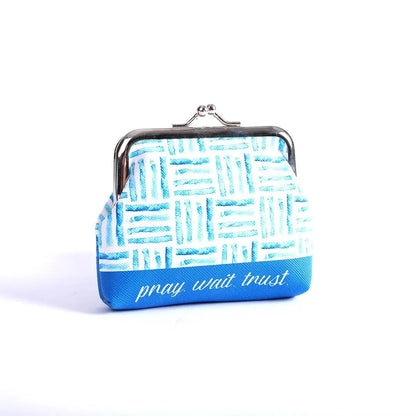 Coin Purse - Pray Wait Trust Blue