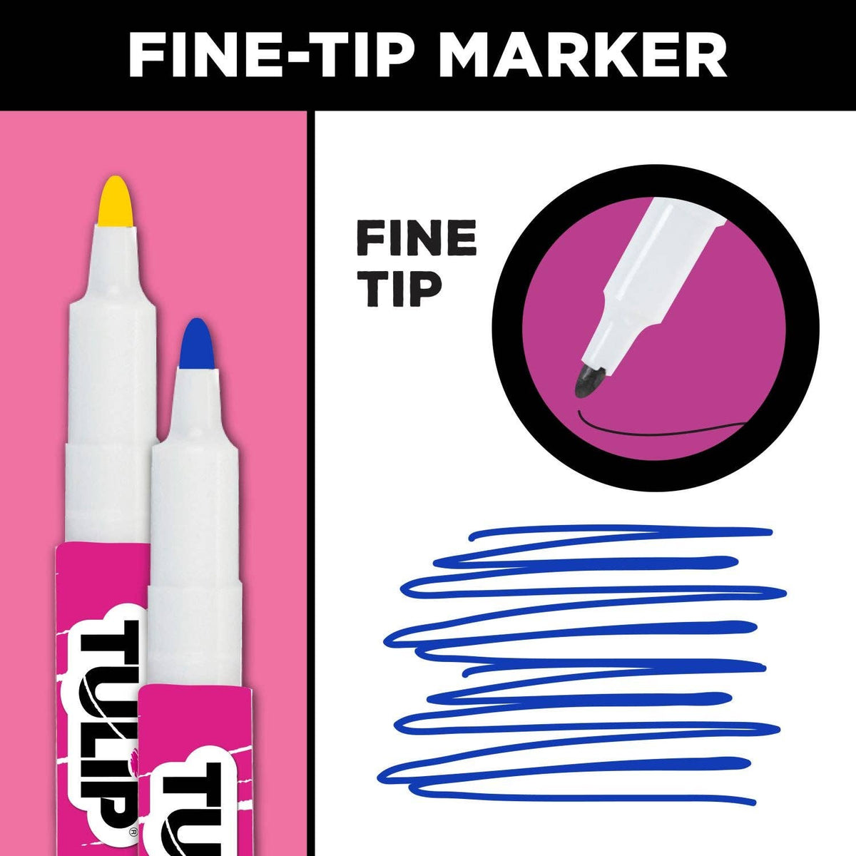 Tulip Fine-Tip Fabric Markers Rainbow 12 Pack