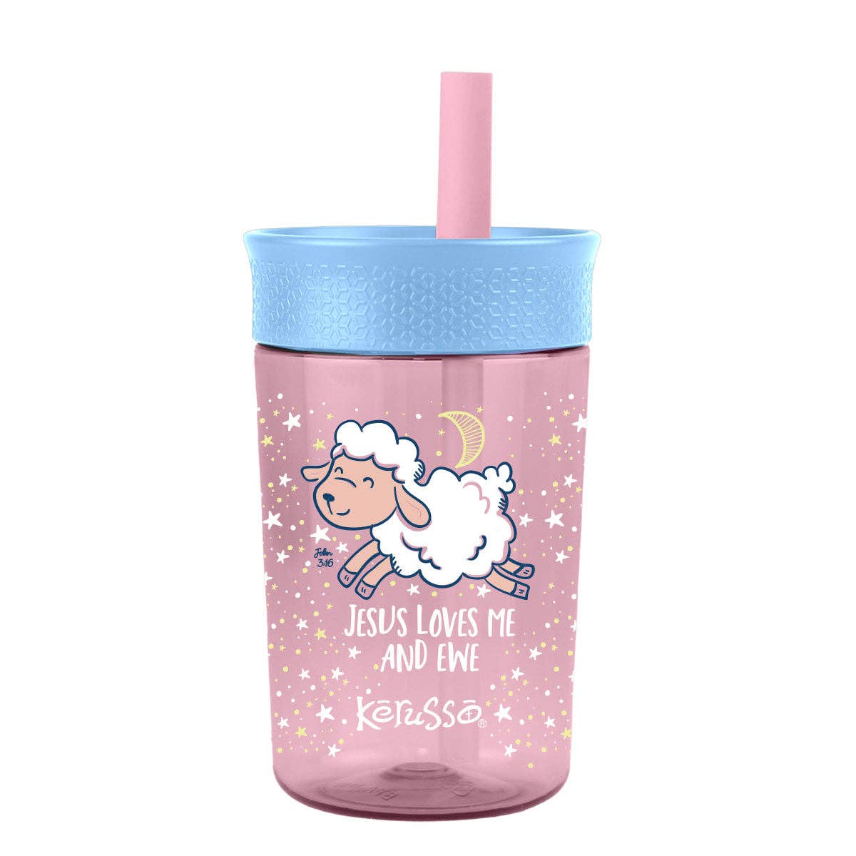 Kerusso 15 oz Silicone Straw Cup Goose & Lamb (2 Pack)