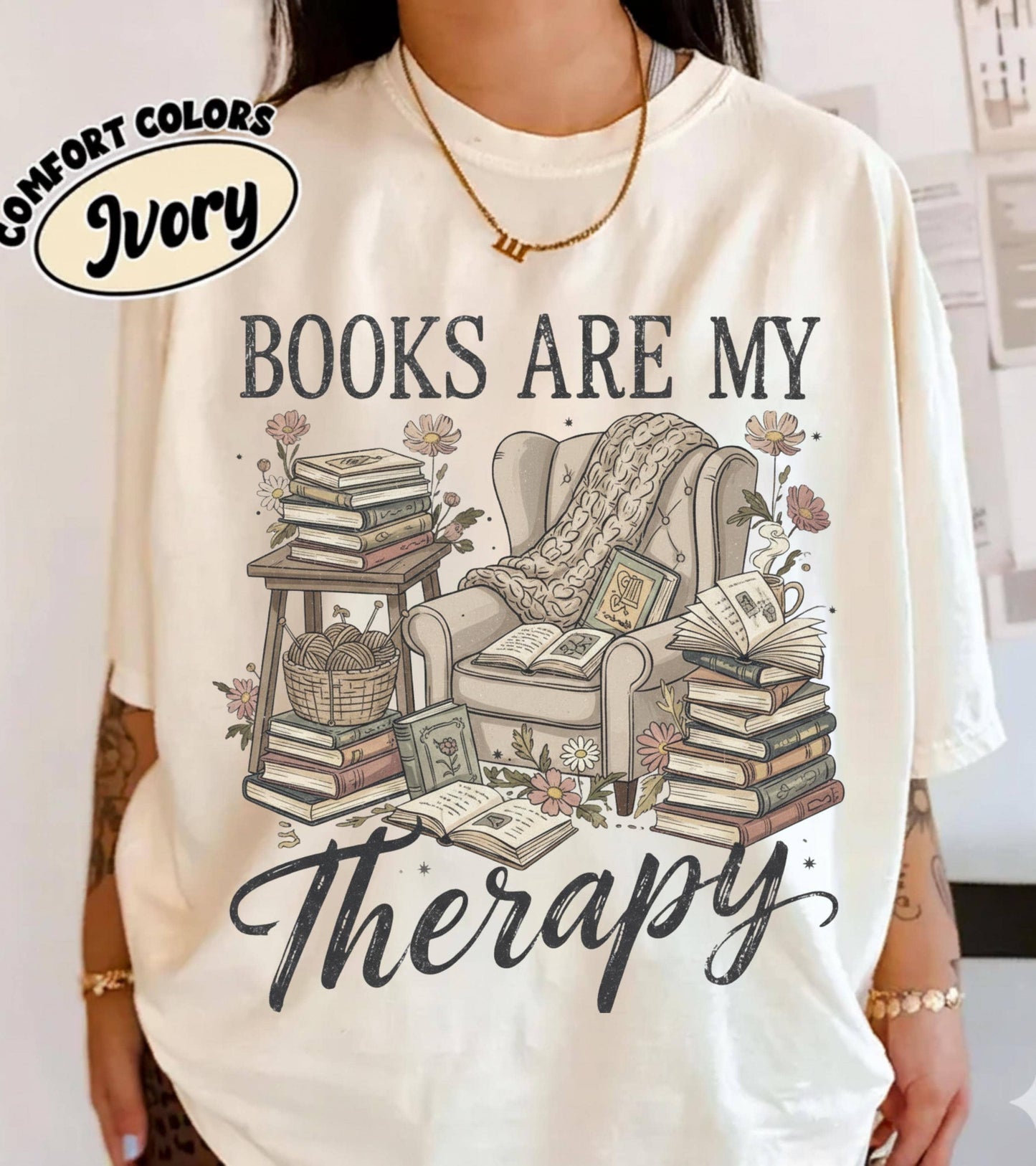 Books Are My Therapy Shirt , Cute Book Lover Christmas Tee