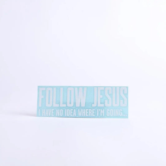 Multi-Purpose Decal - Follow Jesus - White - 3.5Inx8In