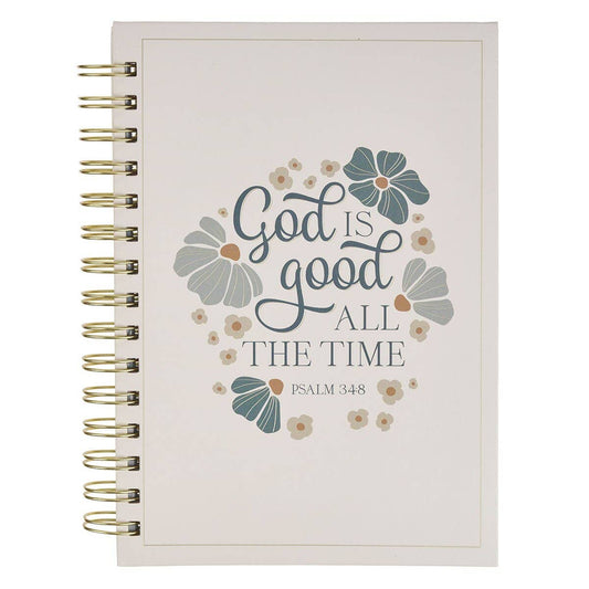 Journal Spiral  Cream Floral God Is Good Ps. 34:8