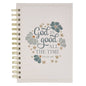 Journal Spiral  Cream Floral God Is Good Ps. 34:8