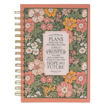 Journal Spiral Pink Floral  I Know The Plans Jer. 29:11