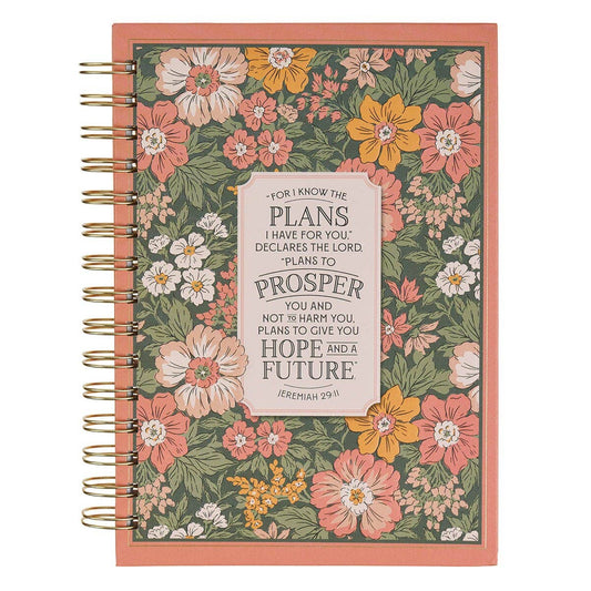 Journal Spiral Pink Floral  I Know The Plans Jer. 29:11
