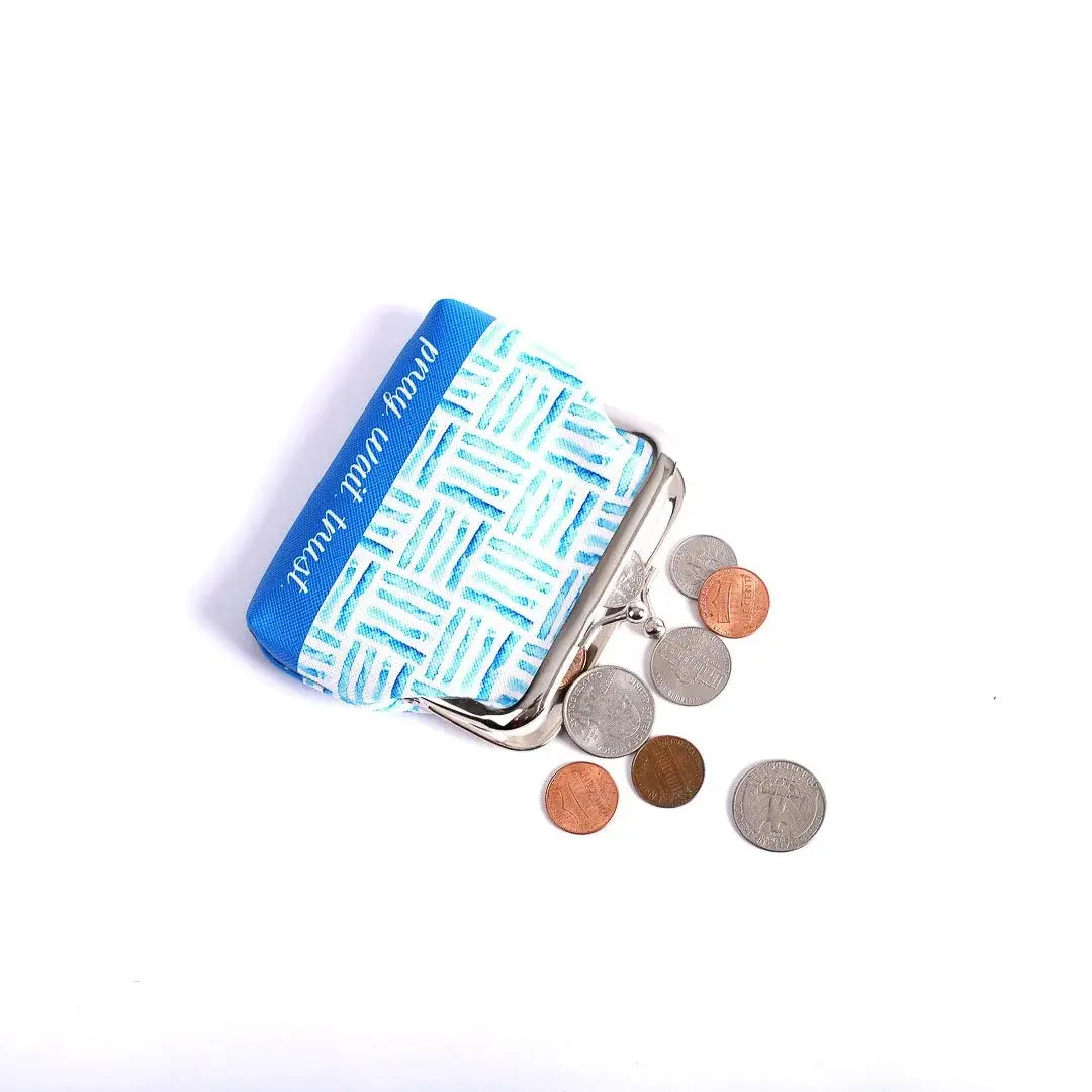 Coin Purse - Pray Wait Trust Blue