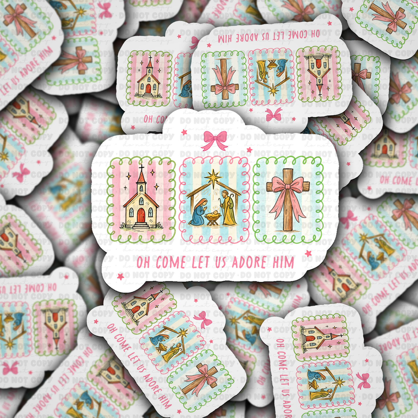 DS 2270 - Oh come let us adore him Die Cut Sticker