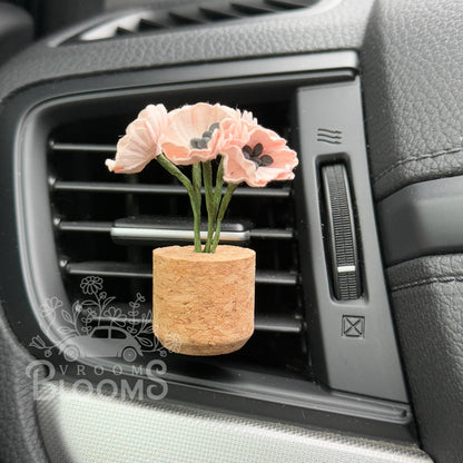 Pink Poppies Vent Clip Car Air Freshener Diffuser (Reusable)