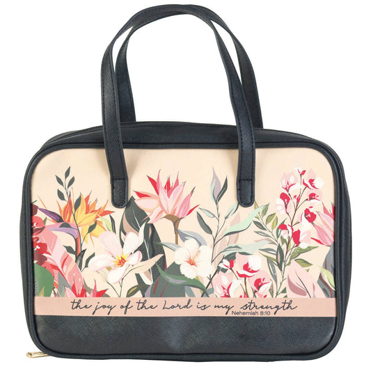 White Dove -BC -"THE JOY OF THE LORD" - FLORAL-BLACK L